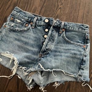 AGOLDE denim shorts.